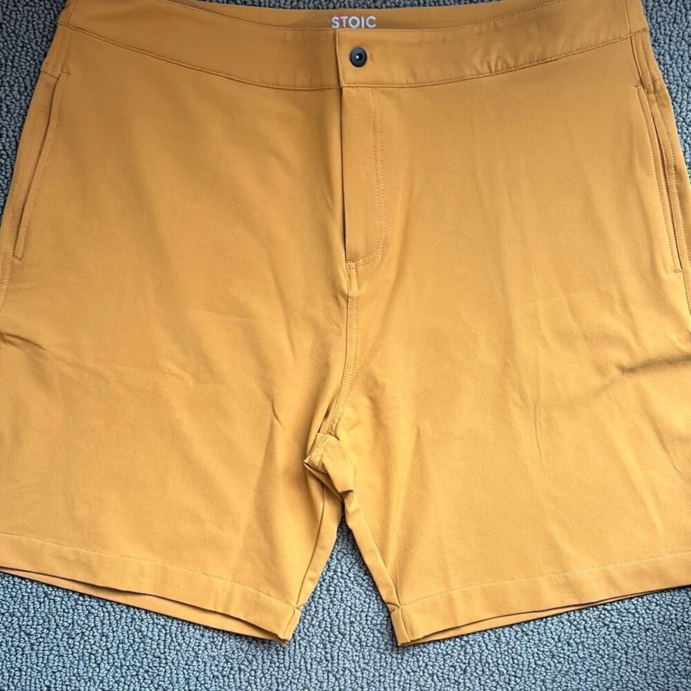 Stoic Men’s Performance Shorts Sz 38 Mustard Casual Dress Plain Front
